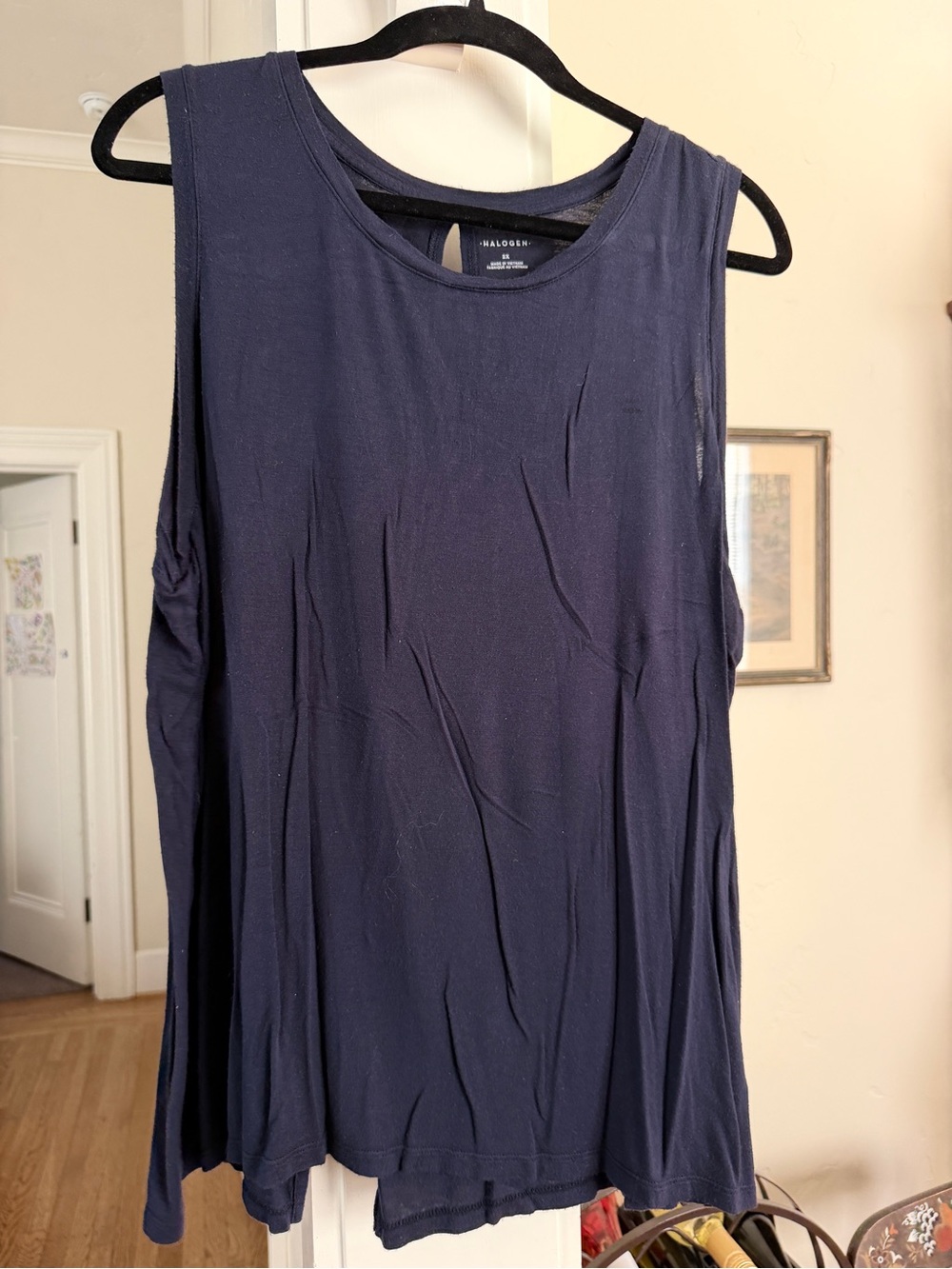 Halogen Navy Scoop Neck Sleeveless Tank